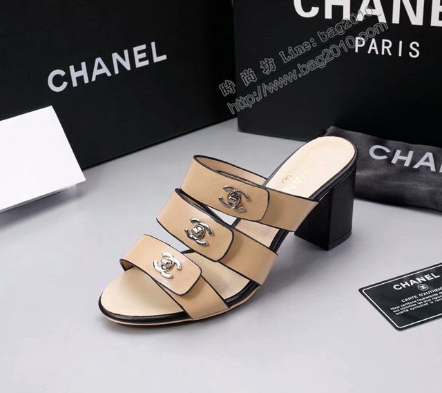 Chanel女鞋 香奈兒新款拖鞋 Chanel高跟涼拖鞋  naq1110
